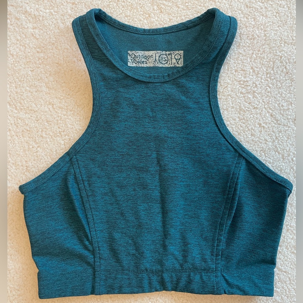 Outdoor Voices Athena Crop Tank Top Sports Bra in Emerald
